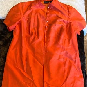 Dana Bachman Dark Orange Silk Two-Piece Suit